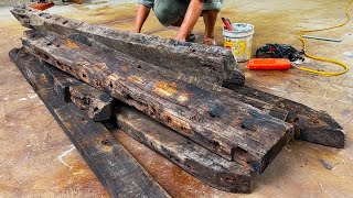 Restorations Woodworking Skills Railway Sleepers  Useful Creative Ideas Recycling Projects [upl. by Alahs]