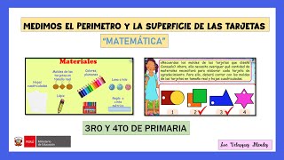 MEDIMOS EL PERIMETRO Y LA SUPERFICIE DE LAS TARJETAS MATE 3RO Y 4TO DE PRIMARIA Aprende con Zoe 😁 [upl. by Asamot]