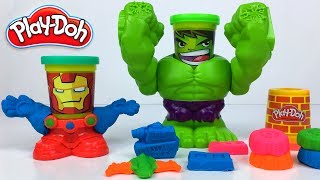 SMASHDOWN HULK SPIELSET  PLAY DOH CANHEADS MARVEL SUPER FORMEN VON IRON MAN UND HULK  UNBOXING [upl. by Anaila]