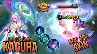 Kagura Gameplay  Top Global Build Kagura  New skin Kagura  Jeds Blossoms MLBB [upl. by Elliven]