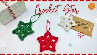 Crochet Star in 5 minutes 🌟  Quick amp Easy Crochet Christmas Ornaments  Crochet Star Gift tags [upl. by Saberhagen]