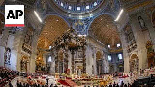 Vatican unveils plans to restore baldachin in St Peters Basilica [upl. by Eirehs903]