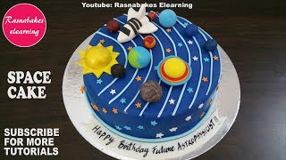 space galaxy planet birthday cake design ideas decorating tutorial classes courses video [upl. by Chita]