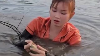 Going to Catch Many Fish in The River in Rainy SeasonGirl Fishing VlogRida vlog 🐳🐳🐳🐳🐳🐳 [upl. by Onibag]