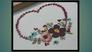 Beautiful floral heart embroidery heart shape embroidery design tutorial [upl. by Susej25]