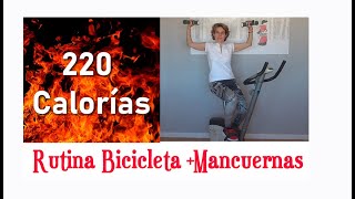 Rutina bicicleta estática  Mancuernas 20 minutos 220 Calorías 🔥  Adelgazar en casa  Kanimoo [upl. by Bonnibelle]