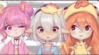 Speedpaint Paint Tool SAI Cute Adoptables [upl. by Edgard]