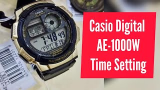 How to Set Time on Casio Digital Watch AE1000W  Casio Time Setting  Watch Repair Channel [upl. by Onin]