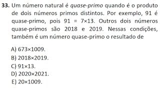 IFCE 20191  NÃšMEROS PRIMOS e NÃšMEROS QUASEPRIMOS QUESTÃƒO 33  ENSINO TÃ‰CNICO INTEGRADO [upl. by Browne]