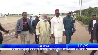 Former Military Head Of State Gen Abdulsalami Abubakar Arrives In Benin For IUOs 25th Anniversary [upl. by Cappella]