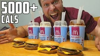 McDonalds Burger McFlurry Eating Challenge 5000 Calories [upl. by Notgnimer]