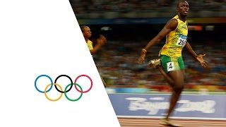 Usain Bolt Breaks 3 World Records  Beijing 2008 Olympics [upl. by Oicelem]