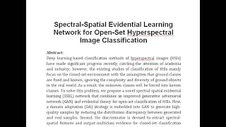 Spectral Spatial Evidential Learning Network for Open Set Hyperspectral Image Classification [upl. by Elleirb]