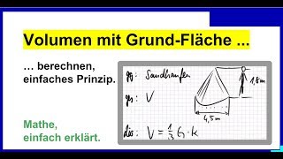 Volumen mit GrundFläche berechnen einfaches Prinzip Übung Teil 1 [upl. by Anoyi]