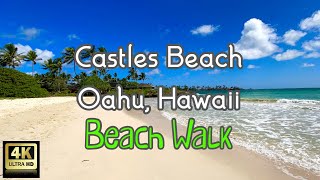 Castles Beach Kailua  Oahu Hawaii Virtual Tour 4K 60fps Relaxation Beach Walk  October 2020 [upl. by Ahsirhcal247]