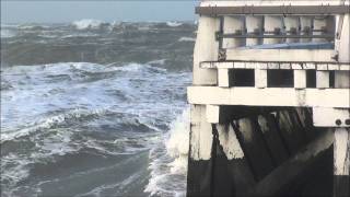 5 JAN 2012 BELGIAN COAST NIEUWPOORT WESTERSTAKETSEL ZWARE STORM Video HD [upl. by Thorbert]