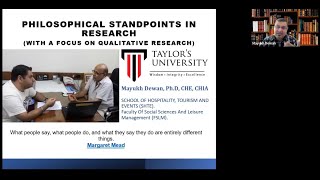 Philosophical standpoints in Research with a Focus towards Qualitative research [upl. by Eelirol813]