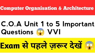 COA RGPV Unit 1 to 5 Important Questions  COA Vvi Topics [upl. by Neffets]