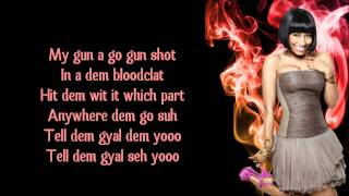 Nicki Minaj  Gun Shot ft Beenie Man Lyrics Video [upl. by Nosyaj]