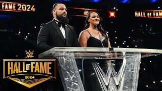 Taylor and Mika Rotunda pay respects to Bray Wyatt 2024 WWE Hall of Fame highlights [upl. by Gosney]