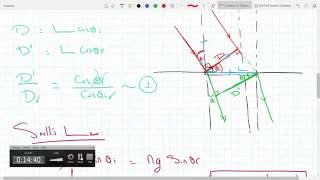 Find the diameter in glass if a laser beam strikes a piece of glass at an Given angle 419 Optics [upl. by Nitram]