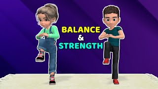 11MIN CHEERFUL CORE EXERCISES FOR KIDS – BALANCE amp STRENGTH [upl. by Jobina]