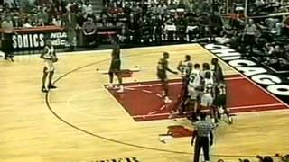 Dennis Rodman 9pts19rebs11offensive5asts vs Sonics 1996 Finals [upl. by Beitris]