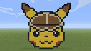 Minecraft Pixel Art  Detective Pikachu Head [upl. by Llenrac]