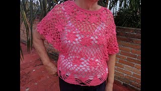 Blusa de flores para verano tejida en crochet [upl. by Aneres]