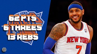 Carmelo Anthony 62 pts 6 threes 13 rebs vs Bobcats 1314 season [upl. by Zonnya920]