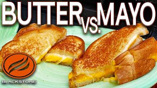 BEST GRILLED CHEESE SANDWICH MAYO VS BUTTER  WHICH IS BETTER ON BLACKSTONE GRIDDLE [upl. by Haimirej468]