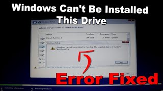 Cant be installed on drive 0 partition error while install windows 10 [upl. by Adnotal]