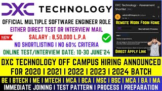 Finally DXC Technology OFF Campus Bulk Hiring Announced For 2024 20232020 Batch  Salary 85 LPA [upl. by Gally]