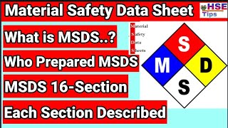 MSDS  Who prepare MSDS  16 Section of MSDS  Material safety data sheet  MSDS All section covered [upl. by Derry24]