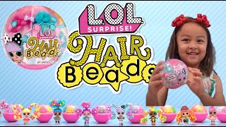 LOL Hair Beads Surprise Ball opening Penelope gets to create different LOL beads styles [upl. by Asseral]