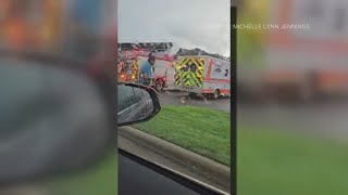 Severe storms call canopy awning to collapse at Yadkinville gas station [upl. by Geminius952]