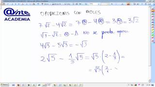 Operaciones simples con radicales Matematicas 3º ESO AINTE [upl. by Gerge]