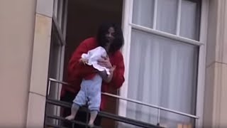 Michael Jackson dangles his baby over a hotel balcony [upl. by Hofmann]