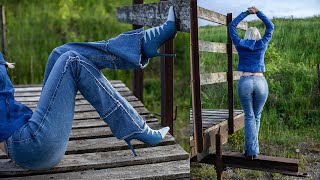 Allen B  Pocketless Flare Jeans and Denim High Heel Boots [upl. by Nolasba]