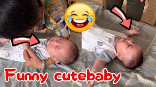 Grandma just coaxed the baby to sleep but the baby woke up before she put him downcutebbayfunny [upl. by Namilus]