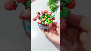 Strawberry Tree pot 🍓🍓 shorts youtubeshorts craftideas [upl. by Arlynne]