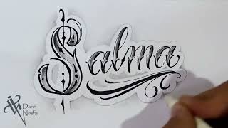 Como Dibujar Lettering SALMA 💕 Drawing lettering Fancy Chicano Lettering Nosfe Ink Tattoo [upl. by Oek]