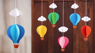 Easy 3D Paper Hot Air Balloon Craft  DIY paper wall decoration ideas [upl. by Allicerp]