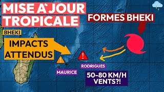 Le violent cyclone tropical Bheki menace Maurice et Rodrigues [upl. by Narad]