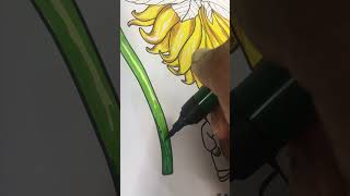 FLOWER PAINTING VIDEO l COLOURING VIDEO l CREATIVE ART PAINTING IDEAS l COLOURING PAGE TO COLOUR [upl. by Oramug468]