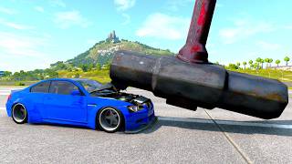 Coches vs MARTILLOS GIGANTES ⚒️ 3  BeamNG Drive [upl. by Reinnej]