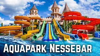 Waterslides at Aquapark Nessebar 2022  Giant Water Park Resort GoPro POV [upl. by Geno]