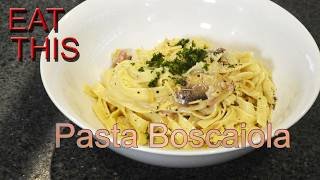 EggFree Creamy Fettuccine Boscaiola  Quick amp Easy [upl. by Rusert]