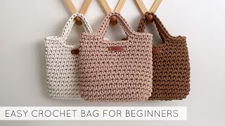 EASY CROCHET BAG FOR BEGINNERS  SIMPLE CROCHET PURSE [upl. by Quenna]