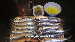 Simple Grilled BBQ Sardines Olive Oil Lemon amp Garlic [upl. by Lehar]